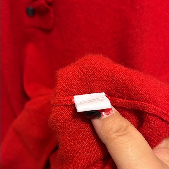 Charter Club Red Ruffled Button Down Cashmere Sweater - Picture 5 of 6